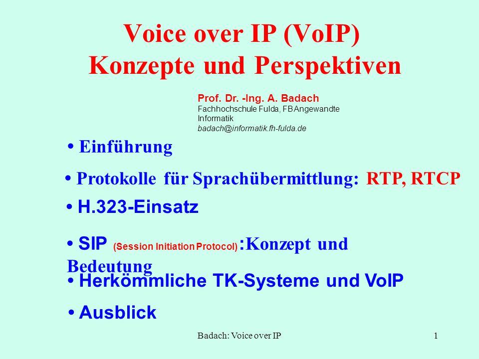 Voice over IP (VoIP) Konzepte und Perspektiven