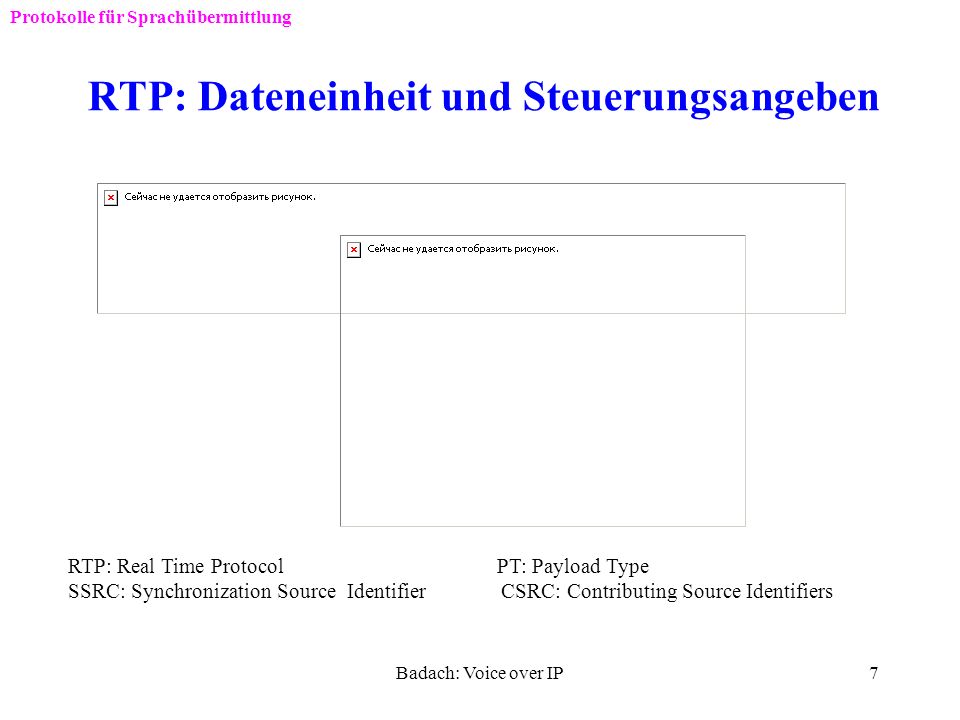 RTP: Dateneinheit und Steuerungsangeben