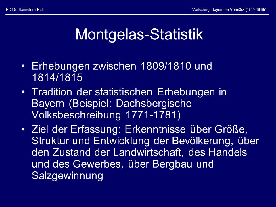 Montgelas-Statistik Erhebungen zwischen 1809/1810 und 1814/1815