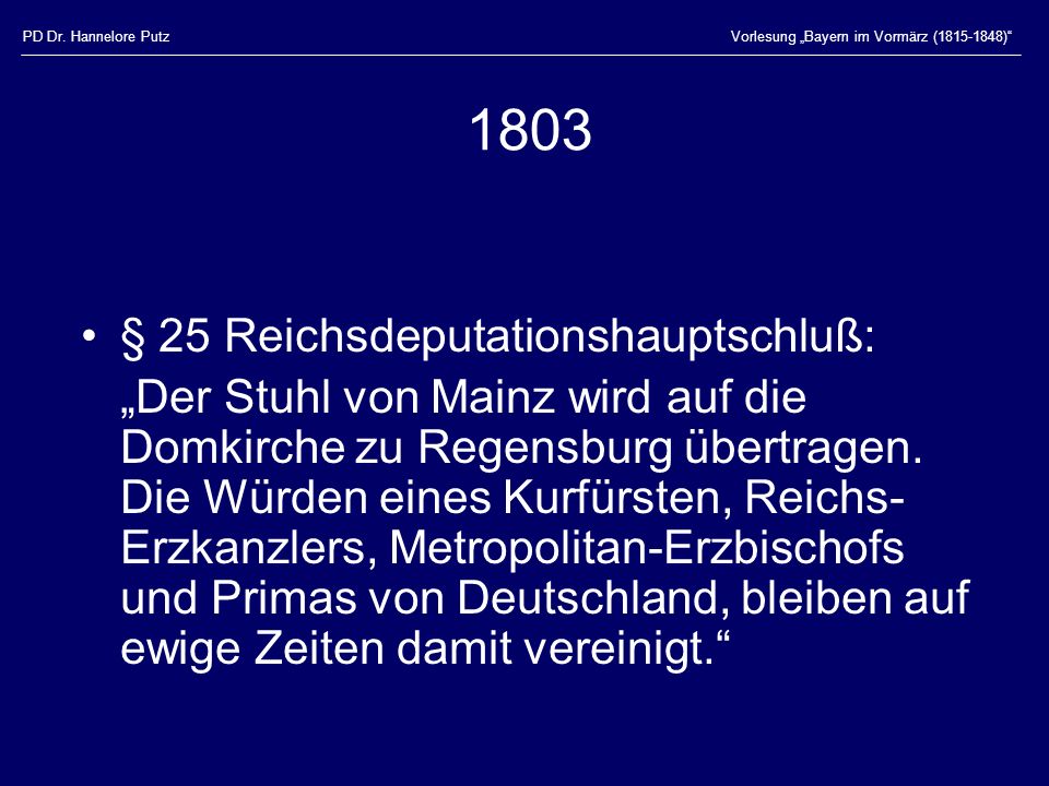 1803 § 25 Reichsdeputationshauptschluß: