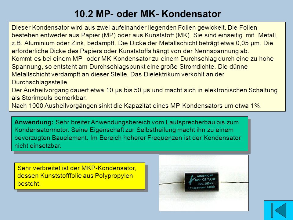 10.2 MP- oder MK- Kondensator