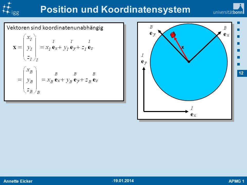 Position und Koordinatensystem