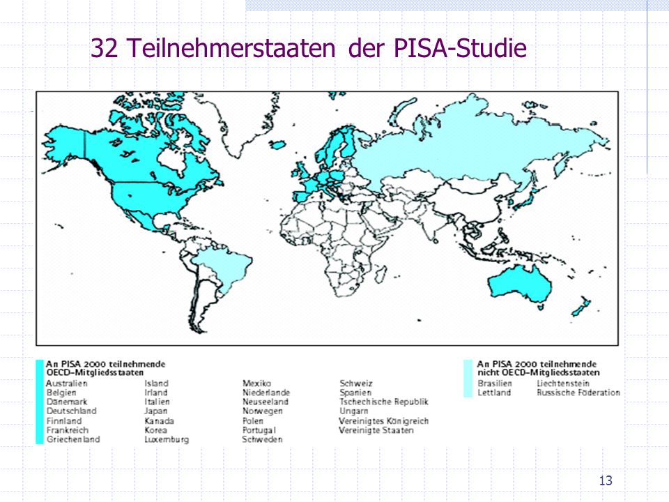 32 Teilnehmerstaaten der PISA-Studie