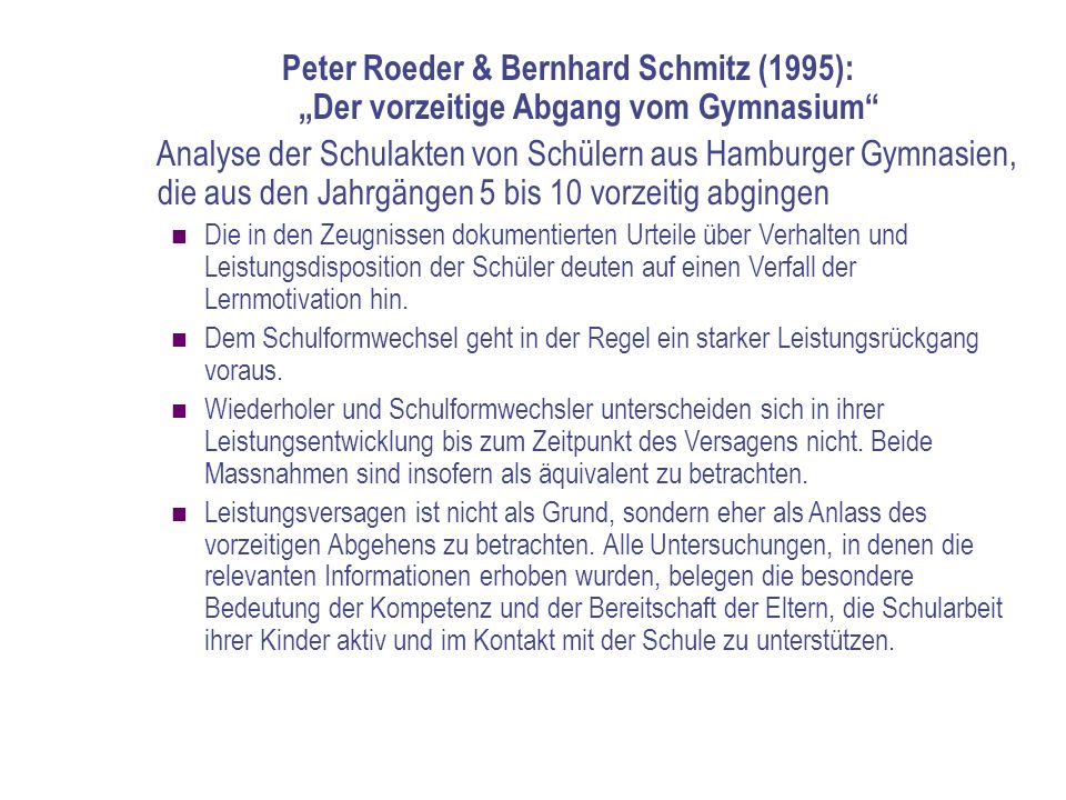 Peter Roeder & Bernhard Schmitz (1995): „Der vorzeitige Abgang vom Gymnasium