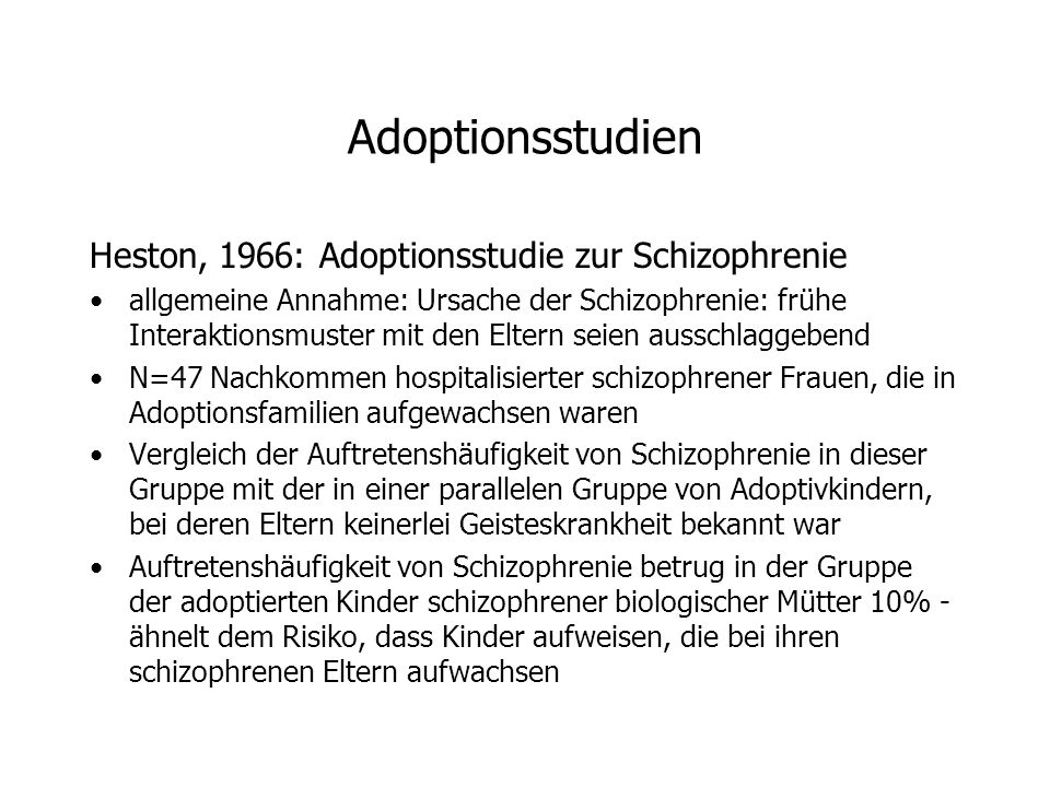 Adoptionsstudien Heston, 1966: Adoptionsstudie zur Schizophrenie