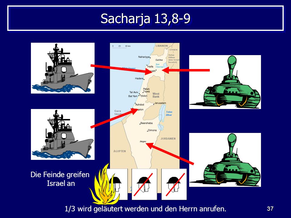 Sacharja 13,8-9 Die Feinde greifen Israel an