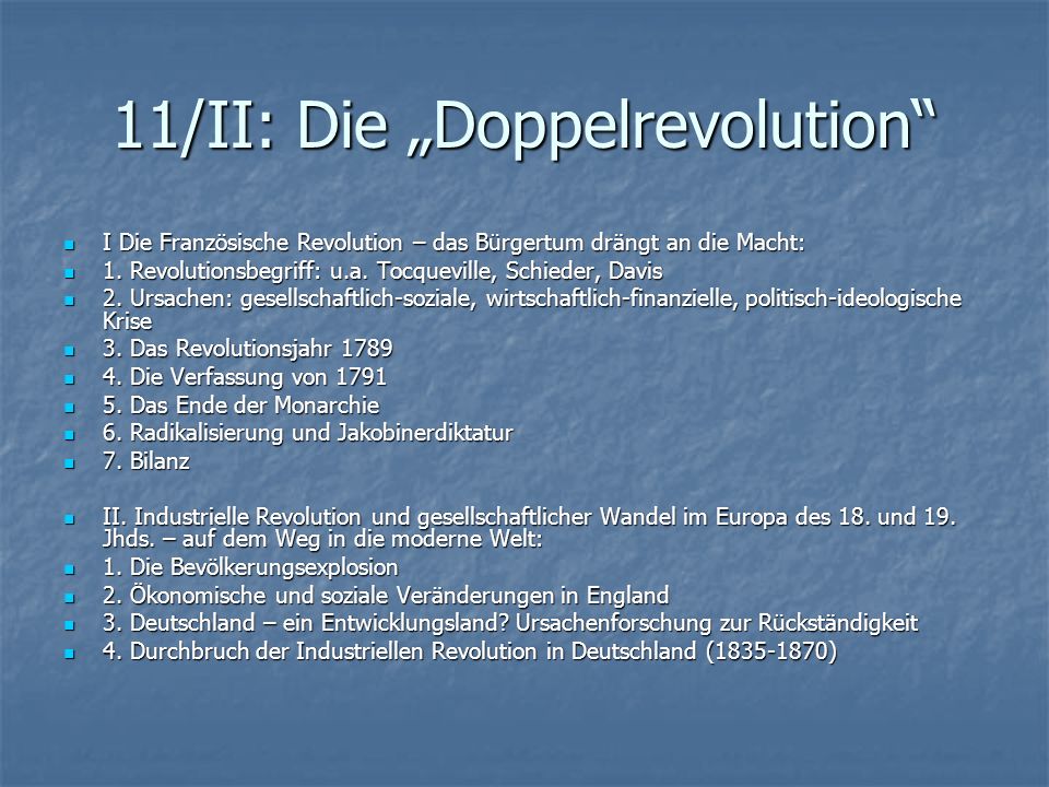 11/II: Die „Doppelrevolution