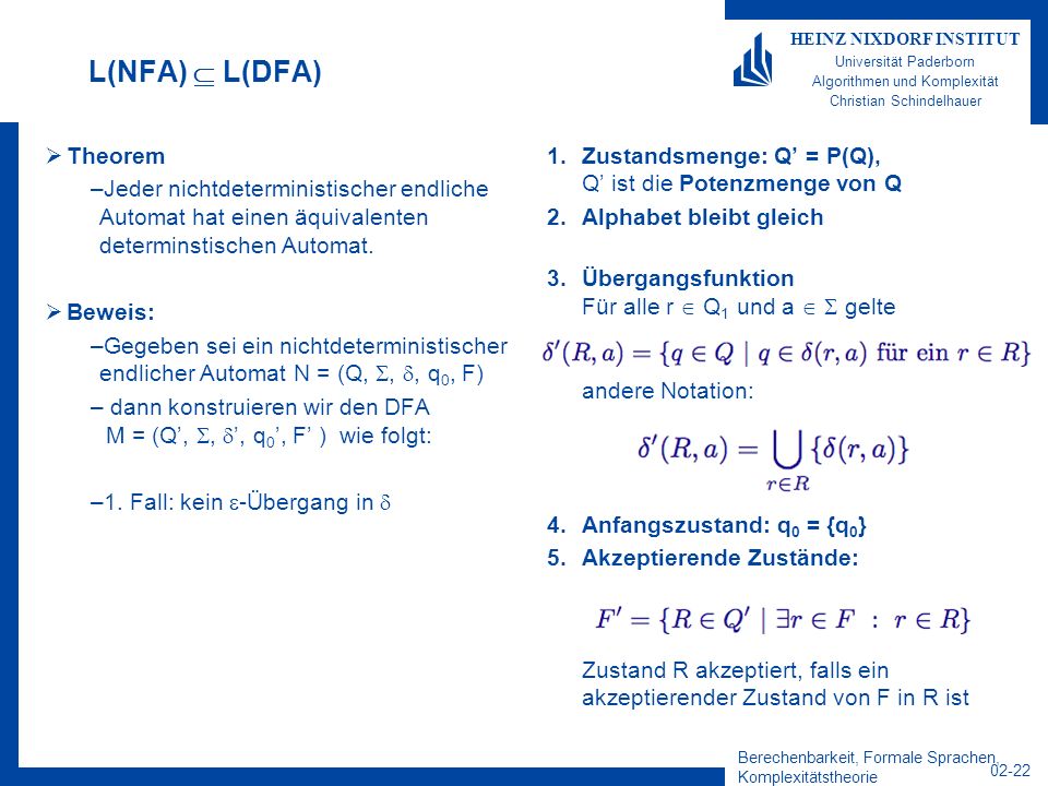 L(NFA)  L(DFA) Theorem