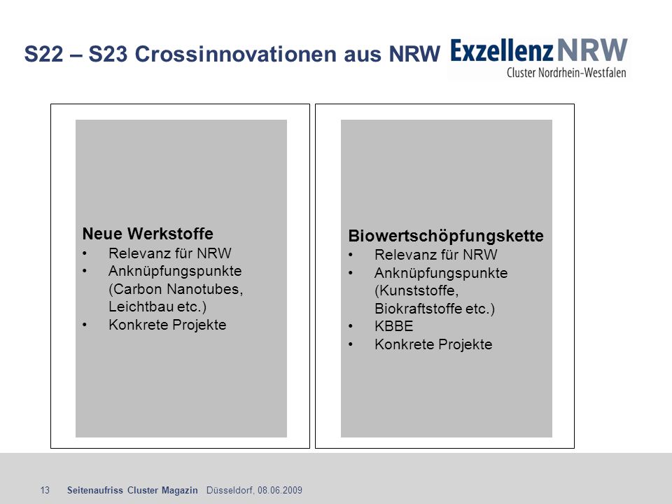 S22 – S23 Crossinnovationen aus NRW