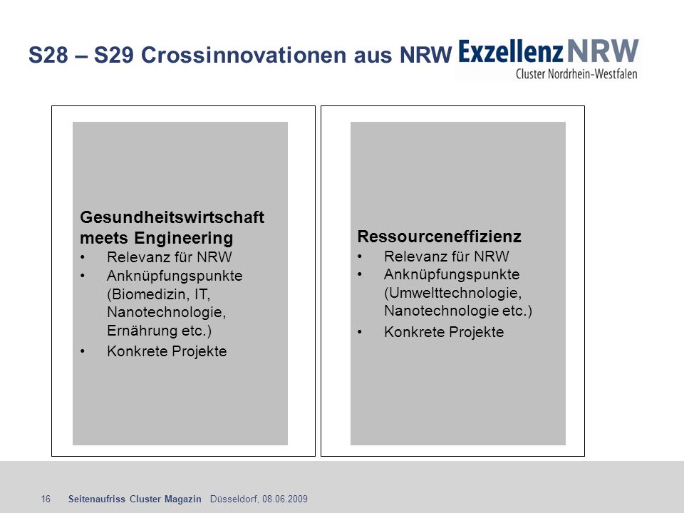 S28 – S29 Crossinnovationen aus NRW