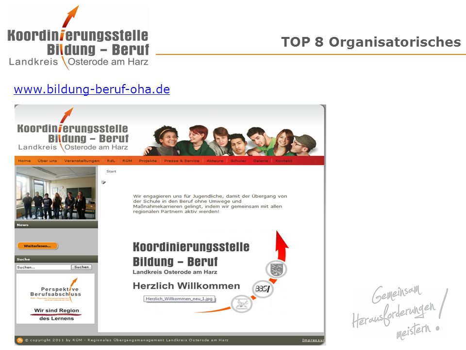 TOP 8 Organisatorisches