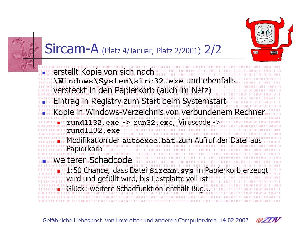 Sircam-A (Platz 4/Januar, Platz 2/2001) 2/2