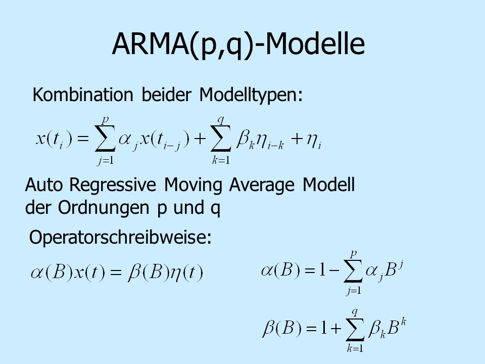 ARMA(p,q)-Modelle Kombination beider Modelltypen: