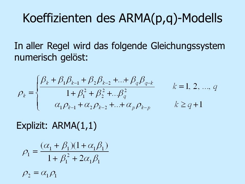 Koeffizienten des ARMA(p,q)-Modells