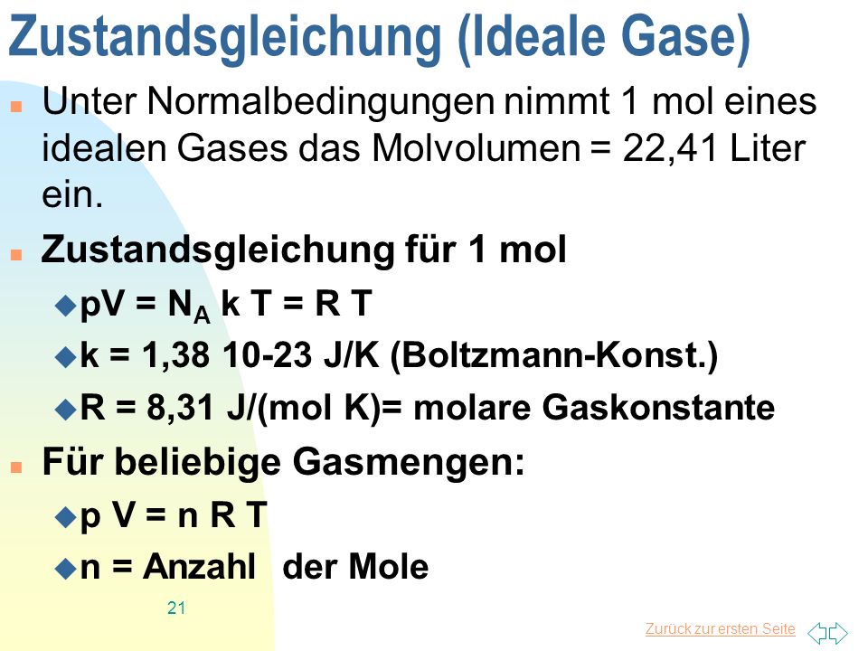 Zustandsgleichung (Ideale Gase)