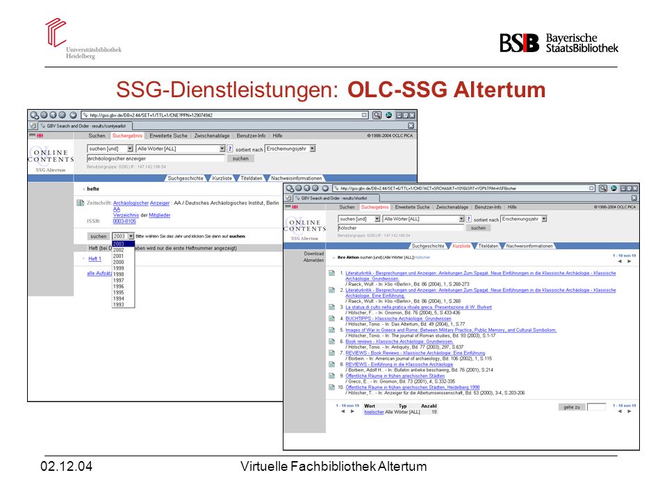 SSG-Dienstleistungen: OLC-SSG Altertum