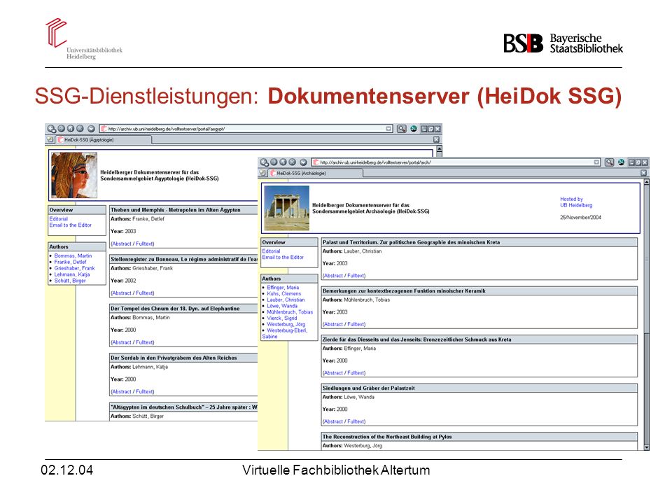 SSG-Dienstleistungen: Dokumentenserver (HeiDok SSG)
