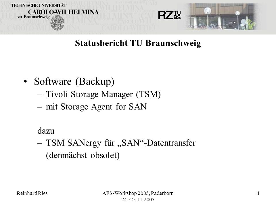 Statusbericht TU Braunschweig