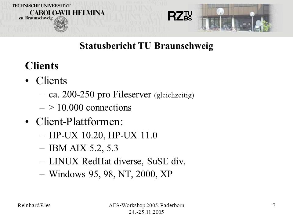 Statusbericht TU Braunschweig