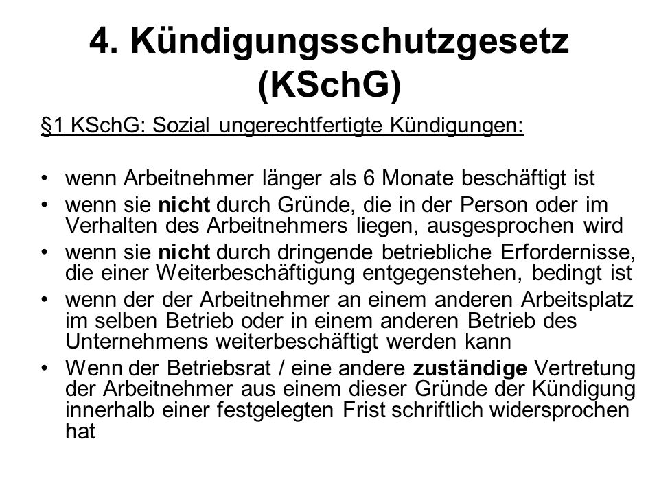 4. Kündigungsschutzgesetz (KSchG)