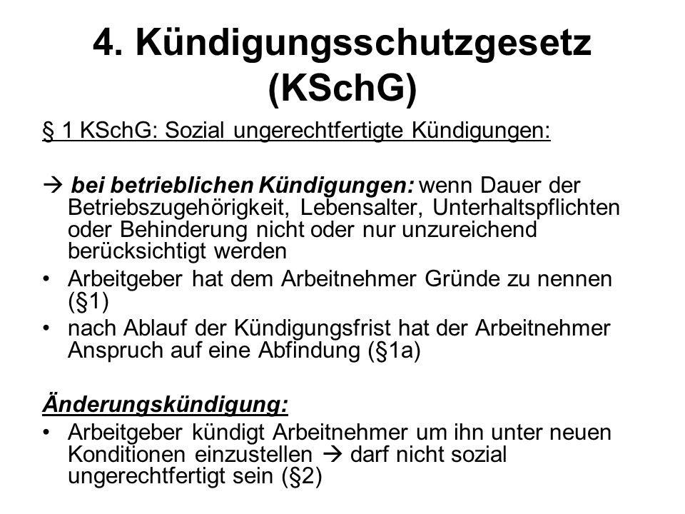 4. Kündigungsschutzgesetz (KSchG)
