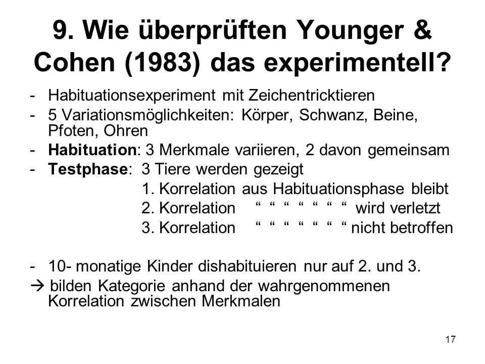 9. Wie überprüften Younger & Cohen (1983) das experimentell