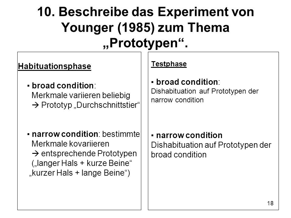 10. Beschreibe das Experiment von Younger (1985) zum Thema „Prototypen .