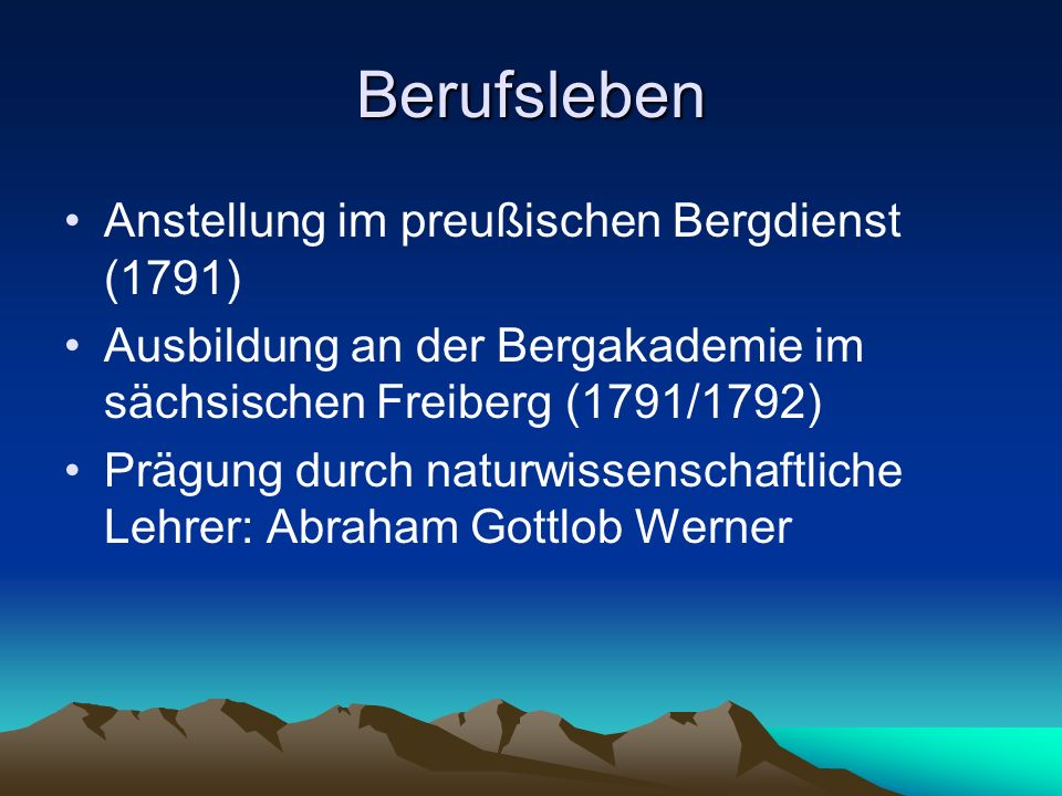 Berufsleben Anstellung im preußischen Bergdienst (1791)