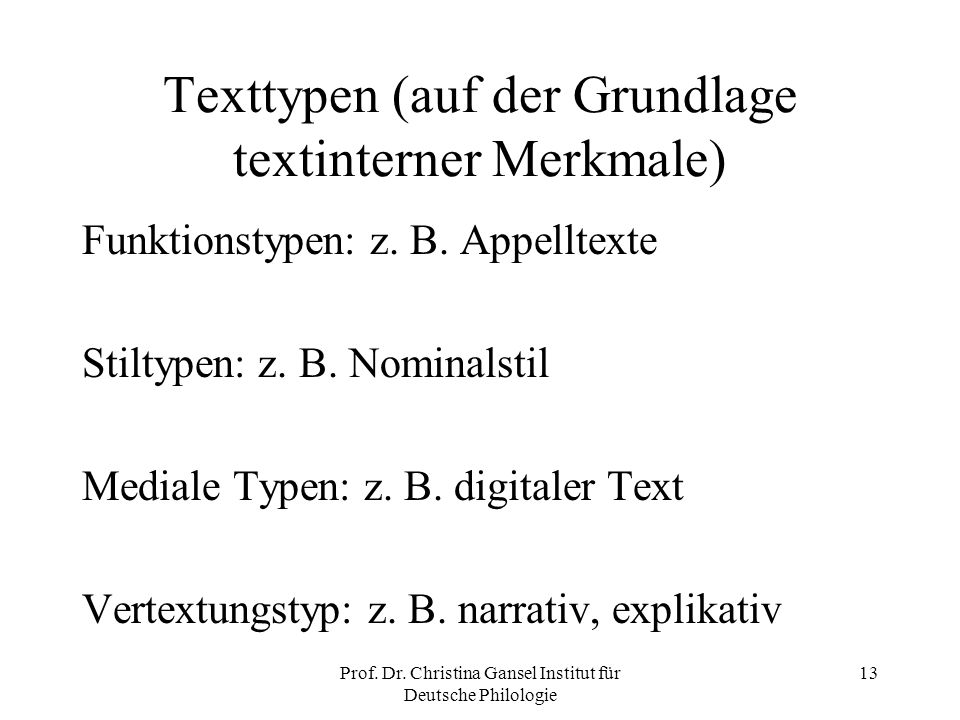 Texttypen (auf der Grundlage textinterner Merkmale)