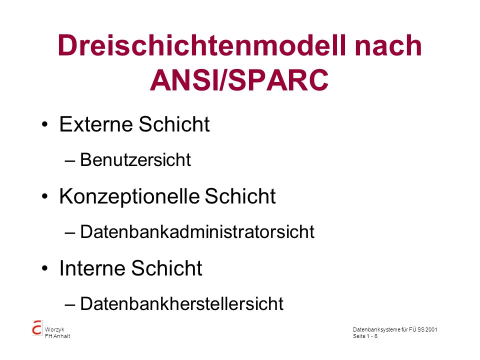 Dreischichtenmodell nach ANSI/SPARC