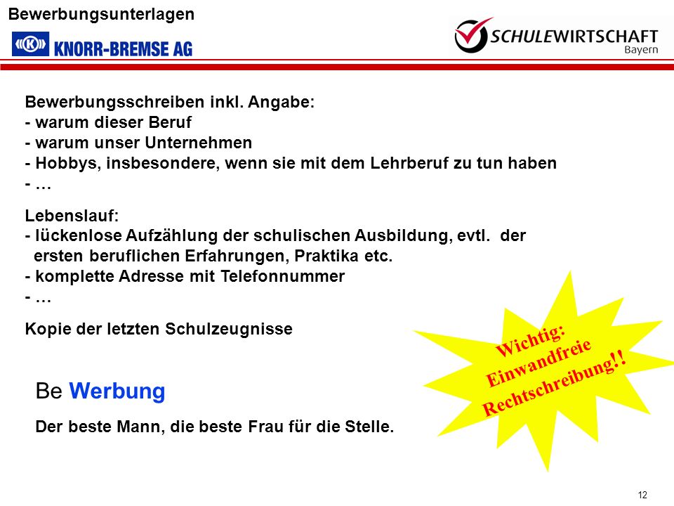 Wichtig: Be Werbung Einwandfreie Rechtschreibung!!