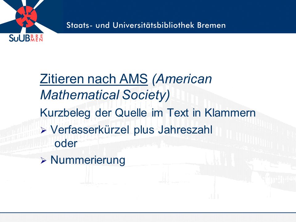 Zitieren nach AMS (American Mathematical Society)‏