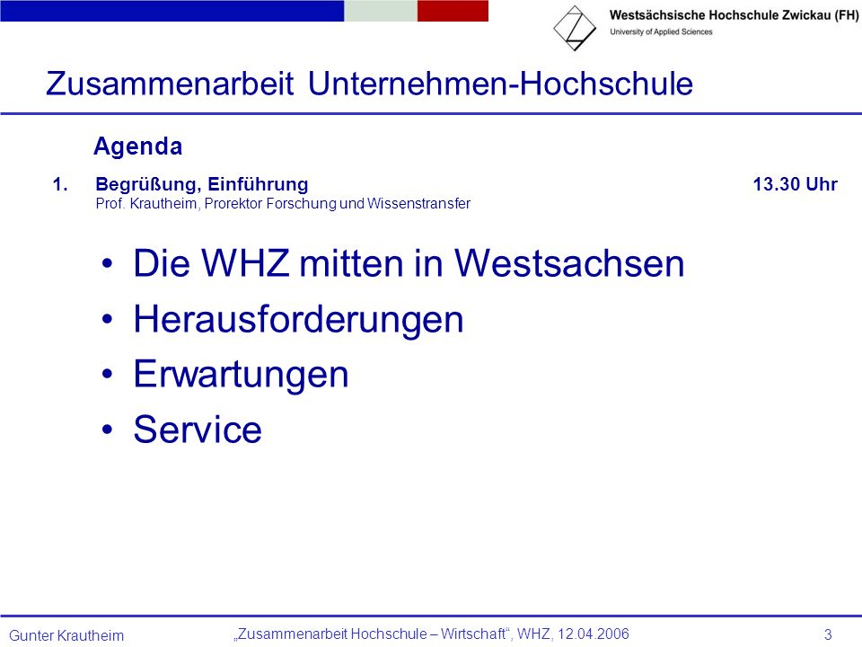 Die WHZ mitten in Westsachsen Herausforderungen Erwartungen Service