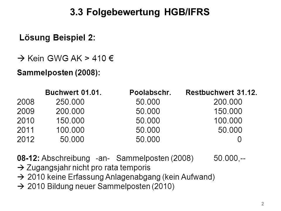 3.3 Folgebewertung HGB/IFRS