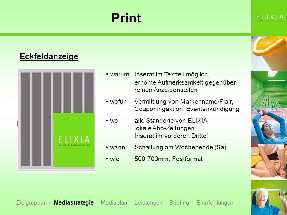 Print Eckfeldanzeige. warum Inserat im Textteil möglich, erhöhte Aufmerksamkeit gegenüber reinen Anzeigenseiten.