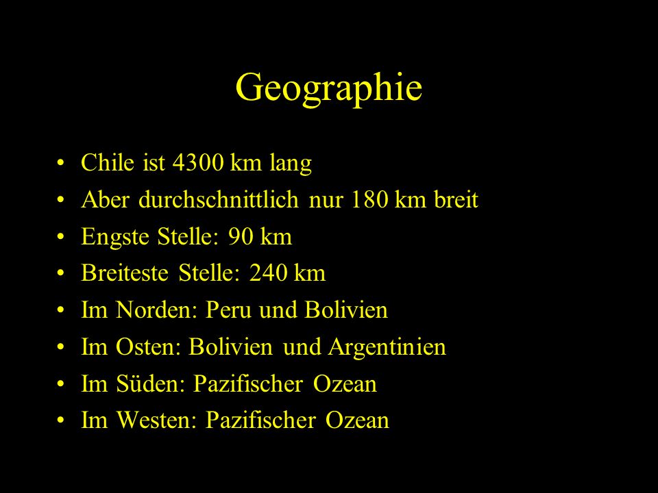 Geographie Chile ist 4300 km lang