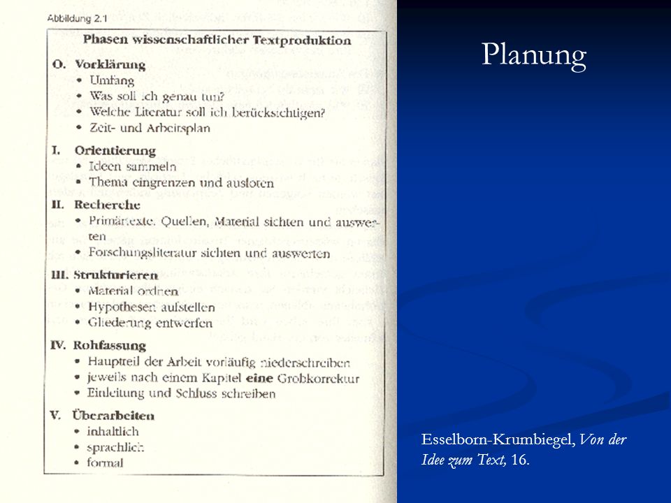 Planung Esselborn-Krumbiegel, Von der Idee zum Text, 16.