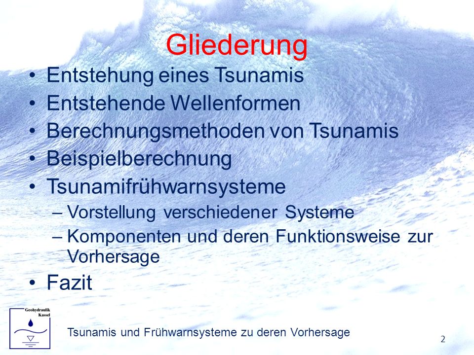 Tsunamis und Frühwarnsysteme zu deren Vorhersage