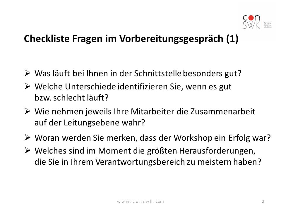 Checkliste Fragen im Vorbereitungsgespräch (1)