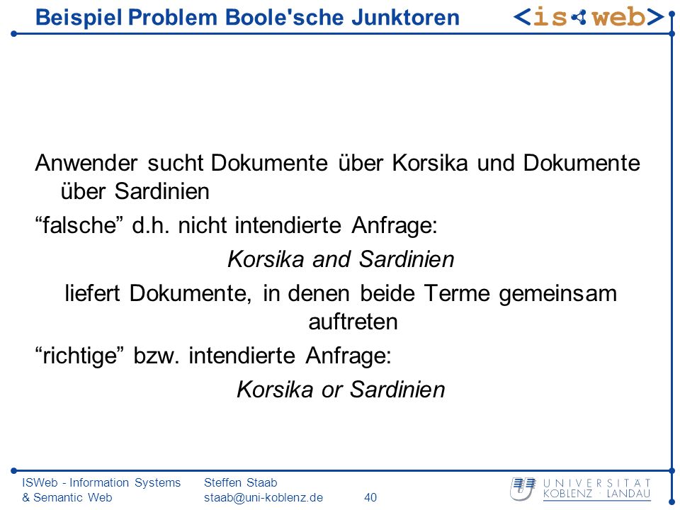 Beispiel Problem Boole sche Junktoren