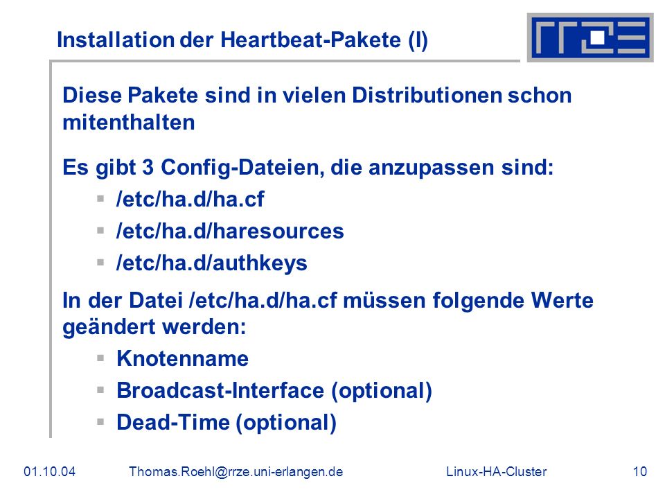 Installation der Heartbeat-Pakete (I)