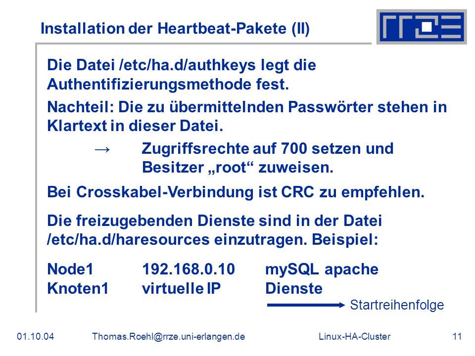 Installation der Heartbeat-Pakete (II)