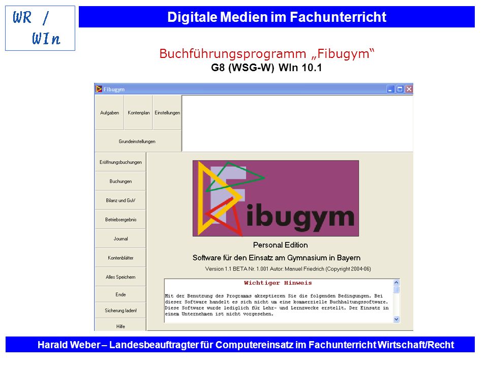 Buchführungsprogramm „Fibugym G8 (WSG-W) WIn 10.1