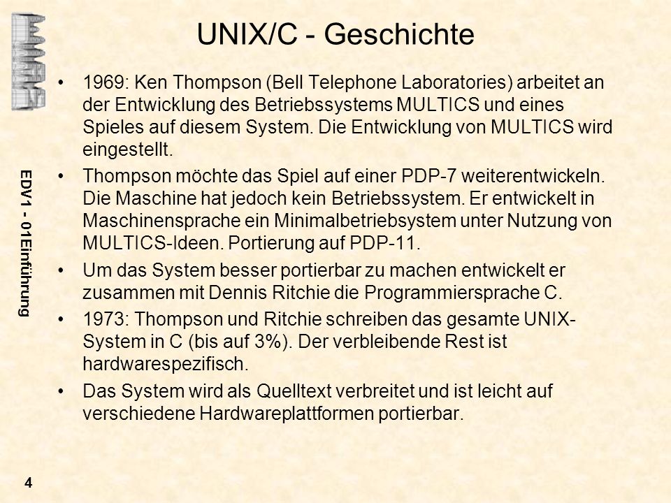 UNIX/C - Geschichte