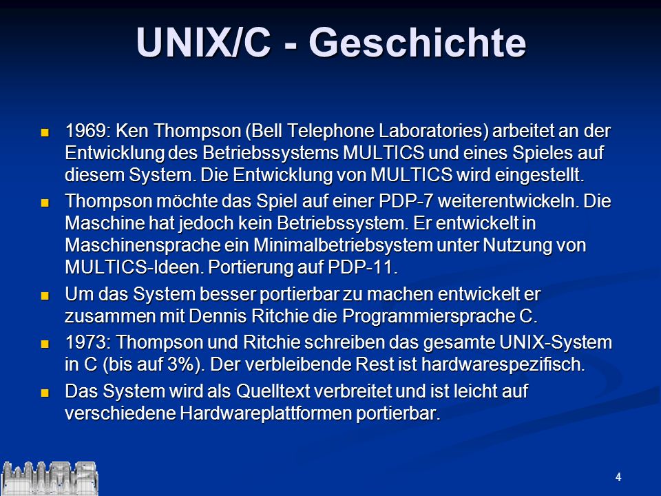 UNIX/C - Geschichte