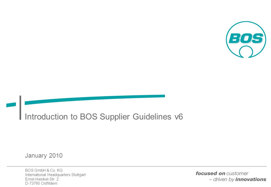Introduction to BOS Supplier Guidelines v6