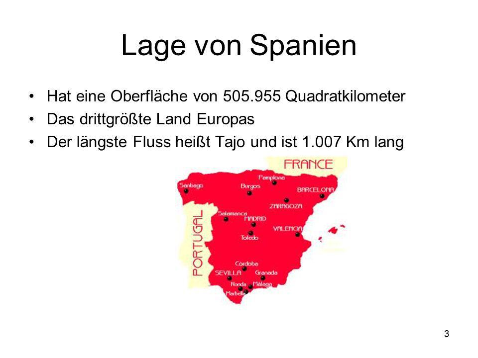 Lage von Spanien Hat eine Oberfläche von Quadratkilometer