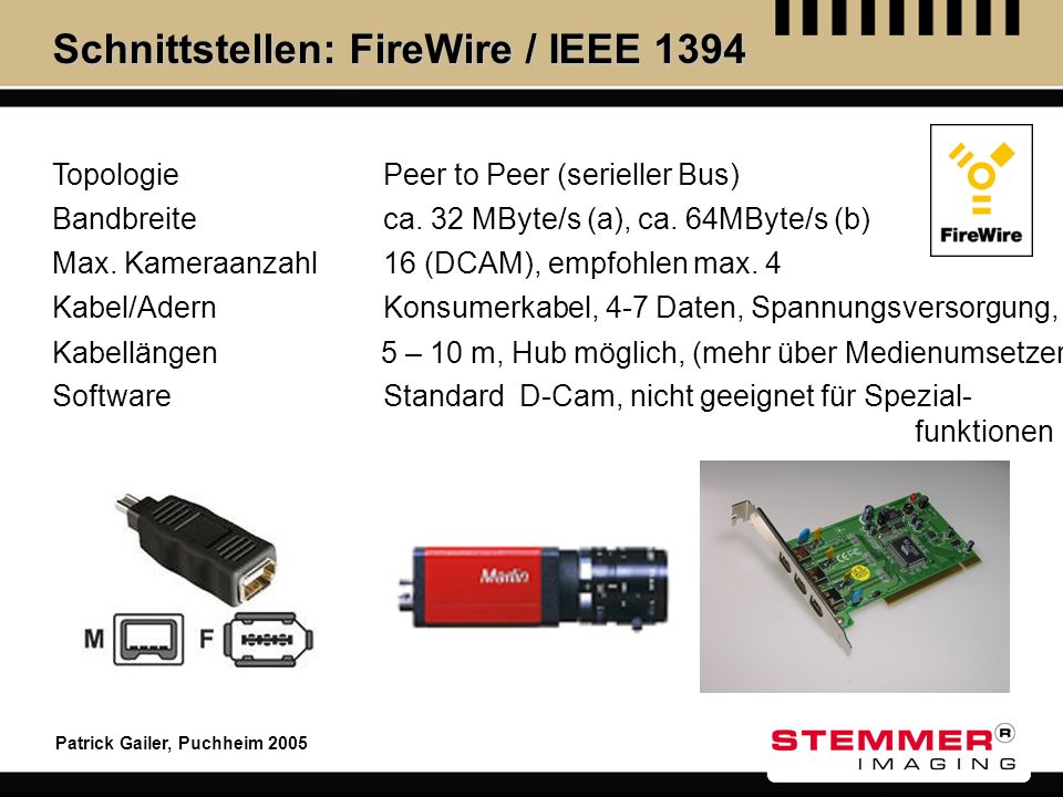 Schnittstellen: FireWire / IEEE 1394
