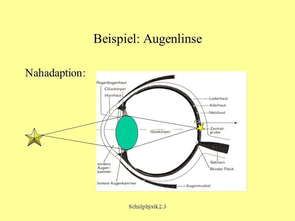 Beispiel: Augenlinse Nahadaption: Schulphysik 2.3