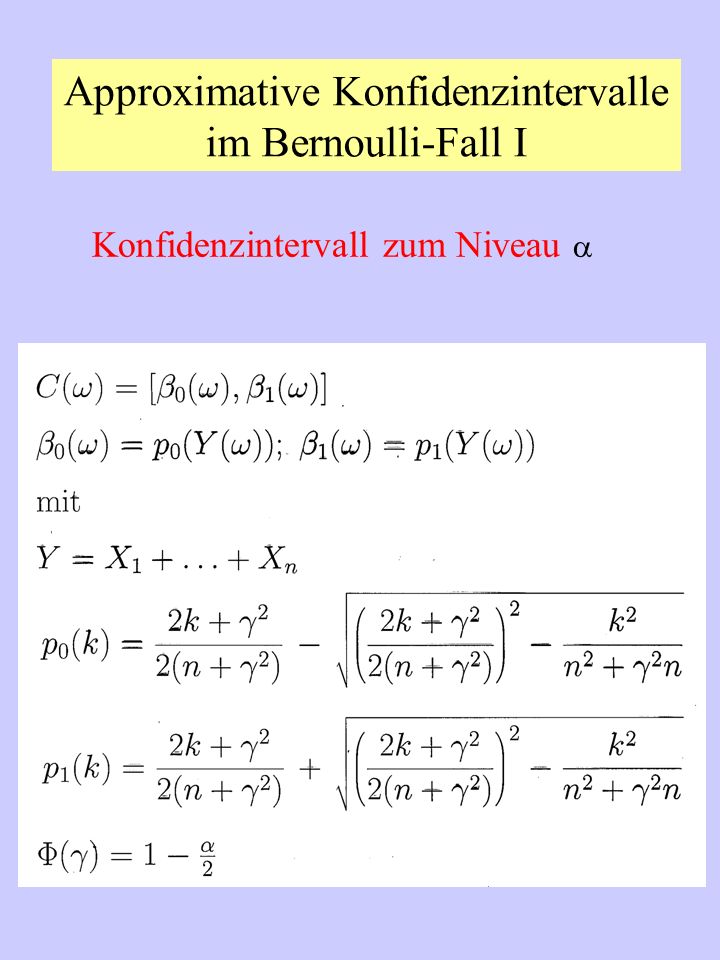 Approximative Konfidenzintervalle im Bernoulli-Fall I
